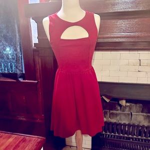 Everly red high low hem dress cutout neck size small